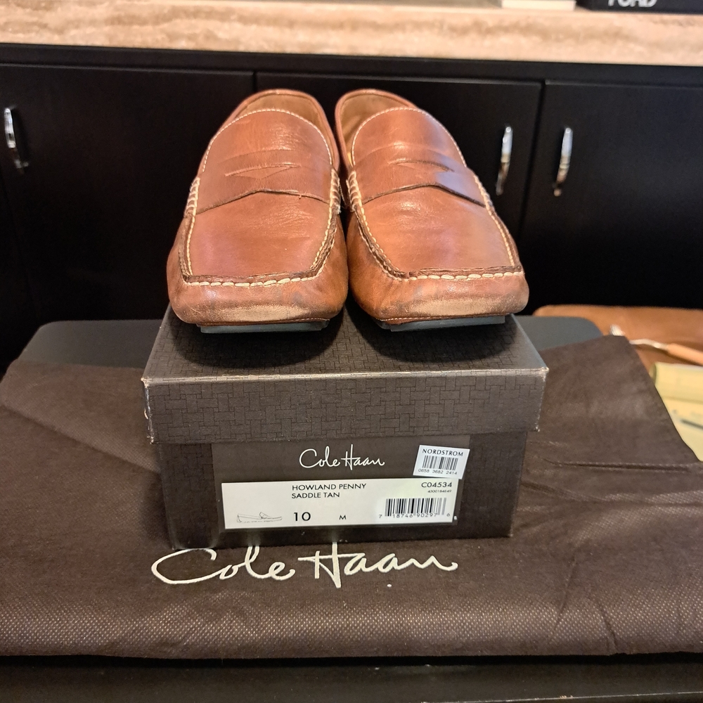 Cole Haan Men’s Saddle Tan Leather Penny Loafers